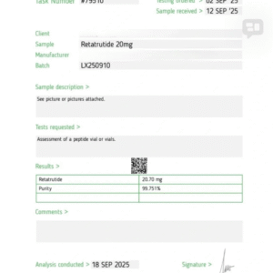 Alternative view of Retatrutide Peptide – 10 mg Research Grade Vial