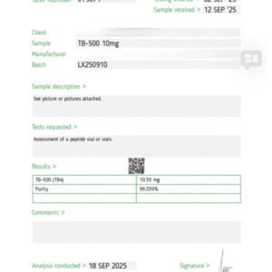 Alternative view of TB-500 10mg Peptide – Research Grade Thymosin Beta-4 Fragment